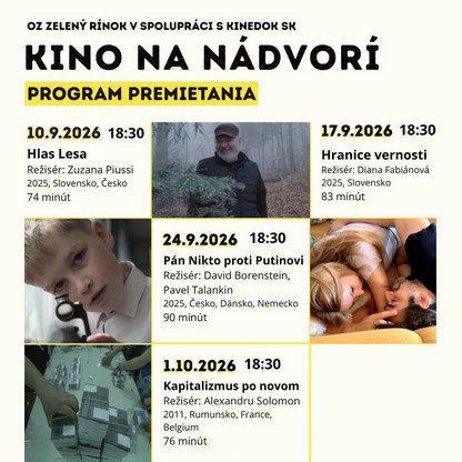 KineDok prichádza do Topoľčian: Dokumentárne kino na nádvorí Zeleného rínku